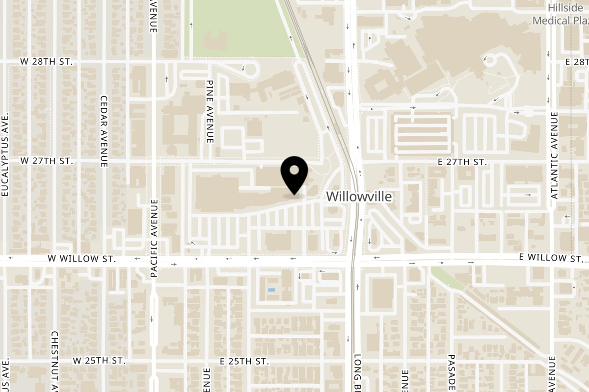 Map showing the location of Lobster-Guys Long Beach on 141 E Willow St Q in Long Beach